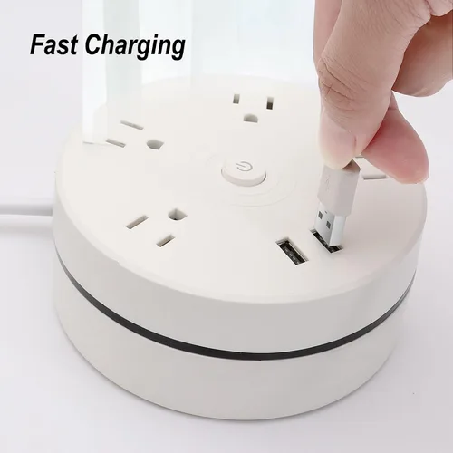Vista 5 de Regleta retráctil con cable de extensión de 6 pies, 4 salidas + 2 puertos USB, portátil para viajes, hogar y oficina (blanco)