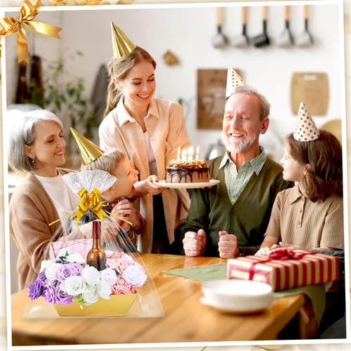 Vista 5 de Paquete de 10 cestas doradas vacías para regalos