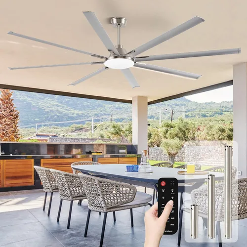 Vista 17 de Modernos ventiladores de techo de 65 pulgadas con luces y control remoto para sala de estar, hogar, oficina, interior/exterior, 3CCT LED 36W, 8