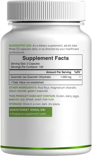 Vista 8 de Eagleshine Vitaminas Quercetina 1000 mg por porción (paquete de 2) 300 cápsulas, flavonoides de alta biodisponibilidad, probado por terceros