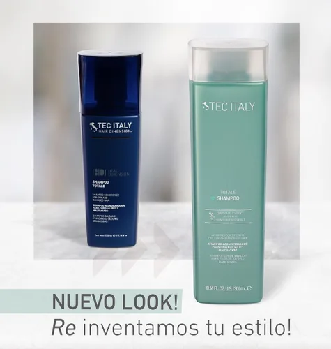 Vista 3 de Tec Italy Totale Champú hidratante para cabello seco, opaco y normal, cuidado diario hidratante, mejora la suavidad y el brillo, 10.14 fl oz