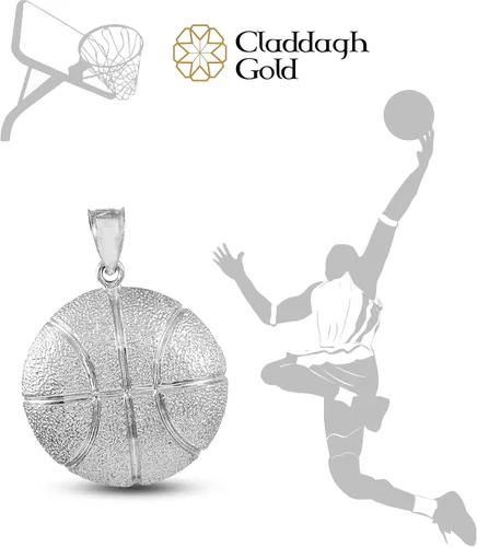 Vista 4 de Sports Charms Colgante de baloncesto martillado de plata de ley 925 sólida Plata esterlina