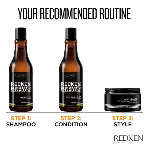 Vista 4 de Redken Brews Acondicionador diario para hombres Cabello suave y brillante Acondicionador desenredante para hombres Fortalece e hidrata