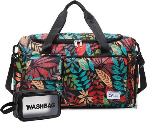 Vista 293 de Pequeña bolsa de gimnasio para mujer, bolsa de viaje con compartimento para zapatos