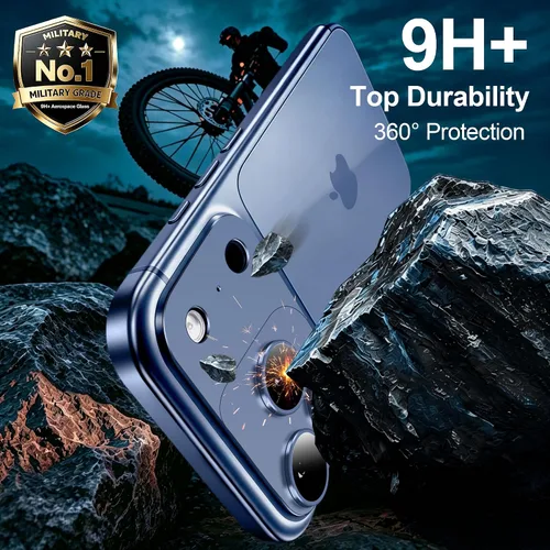 Vista 5 de QHOHQ Paquete de 2 protectores magnéticos de lente de cámara para iPhone 18 Azul