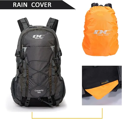 Vista 5 de Diamond Candy - Mochila de senderismo impermeable de 40 litros para hombres Gris