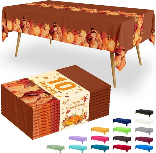 Vista 124 de Smiry - Juego de 6 manteles desechables, 54 x 78 pulgadas, manteles impermeables rectangulares para fiestas, cubierta de mesa de plástico