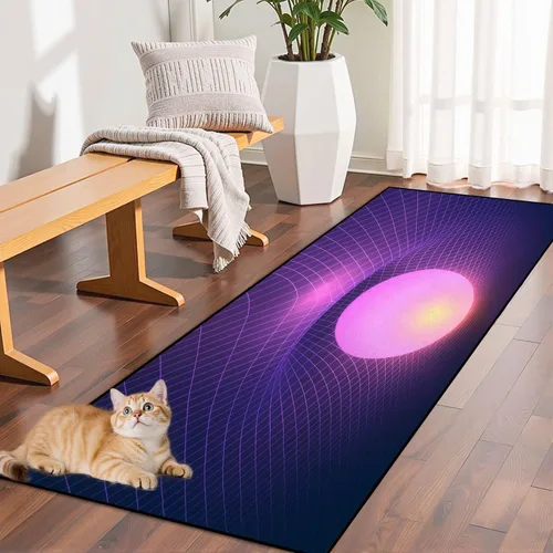 Vista 7 de Runner Rug Washable 2x6 Black Hole Gravity Grid Glowing Ball Sun 80s synthwave Non-Slip Hallway Area Rug Indoor Outdoor Home Decor for Entryway