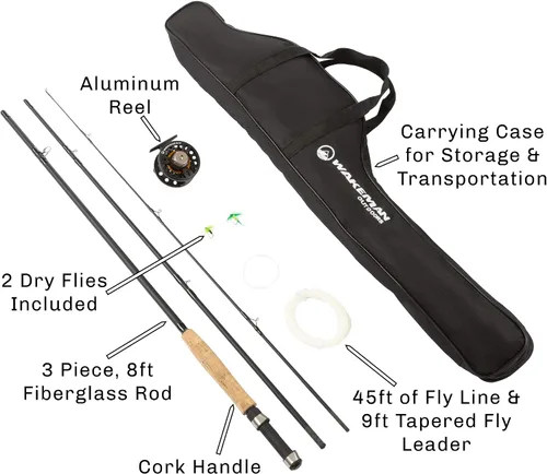 Vista 3 de Wakeman Outdoors Fly Fishing Rod & Reel Combo Starter Kit with Case and Accessories