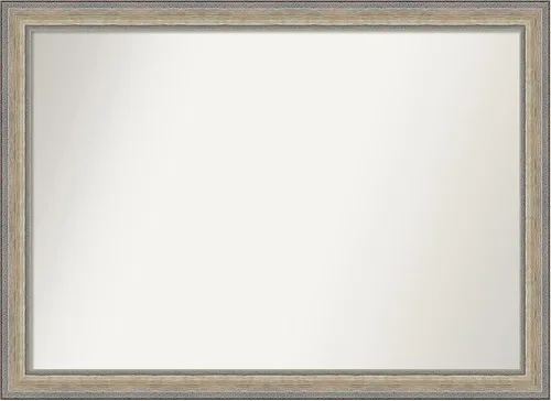 Vista 424 de Amanti Art Espejo de baño plateado para sobre el fregadero, 28 x 37 pulgadas, elegante espejo rectangular de peltre cepillado, marco de madera