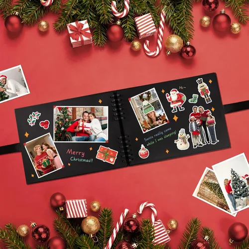 Vista 9 de Vienrose Álbum de recortes de 80 páginas, álbum de fotos de bricolaje con accesorios, libro de recuerdos de papel kraft negro para bodas