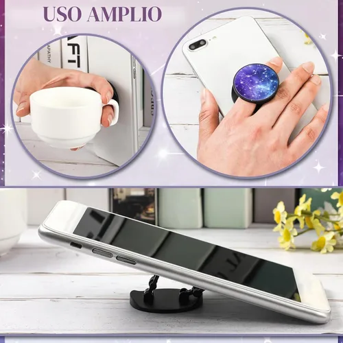 Vista 2 de Honoson 9 Piezas Soporte de Agarre para Teléfono Celular Soporte Plegable Colorido Autoadhesivo Anillo para Dedos de Sublimación para Teléfono