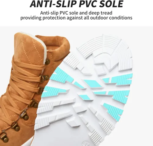 Vista 5 de FRACORA Botas de combate para mujer, botas de tobillo con cordones, botas de nieve para invierno, botas de nieve con cremallera lateral