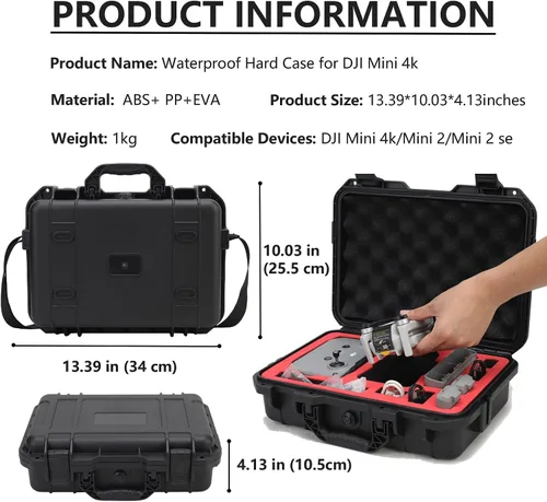 Vista 4 de Mini 4k estuche de transporte - resistente al agua duro portátil bolsa de viaje para DJI Mini 4k Fly Más Combo Accesorios