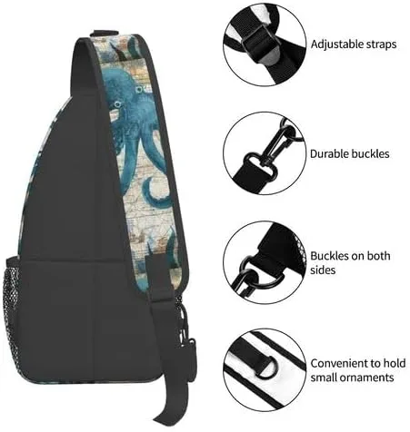 Vista 5 de DIQISHIZHU Bolso cruzado casual diagonal, tela de poliéster con impresión de transferencia, correas de hombro ajustables de 21.7-41.3in y múltiples