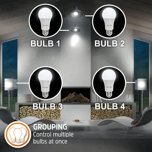 Vista 8 de XTREME Energizer Connect Smart A19 Bombillas LED RGB blancas y multicolor con control de voz y acceso remoto a través de tu teléfono inteligente