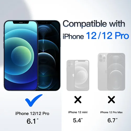 Vista 2 de JETech Funda tipo cartera para iPhone 12/12 Pro de 6.1 pulgadas con tarjetero, cubierta protectora a prueba de golpes de doble capa, ranura oculta