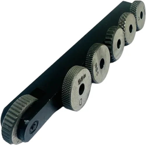 Vista 5 de Portaherramientas de Moleteado de Torno de 6 Cabezales 3/4 por 5 Pulgadas Cabeza Giratoria Diamantes de Moleteado Múltiple 3 Pares de Ruedas