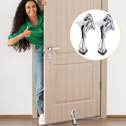 Vista 7 de Kenning Tope de puerta resistente de 4 pulgadas, topes de puerta de metal para puerta, protector de pared con punta de goma, fácil de instalar