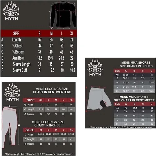 Vista 2 de Myth MMA Grappling Jiu Jitsu Wear MMA Rash Guards BJJ Leggings No Gi Shorts Set