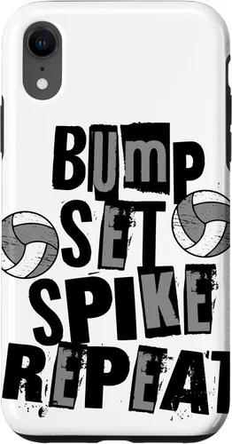 Vista 8 de iPhone 15 Parents Girls Volleyball Bump Set Spike Repeat Black & Gray Case