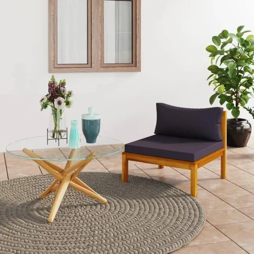 Vista 16 de Sofá de salón seccional con cojín gris oscuro, madera de acacia maciza para sala de estar, apartamento, dormitorio y oficina