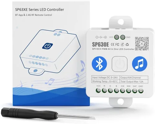 Vista 7 de BTF-LIGHTING RB3 2.4G Mando a distancia inalámbrico táctil RF para tira de luces LED RGB RGBW de persecución SPI, control de 4 zonas compatible