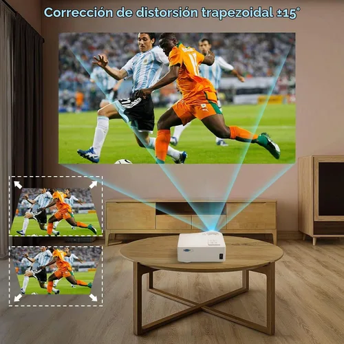 Vista 7 de Pericat Proyector con WiFi 5G y Bluetooth, proyector de video para exteriores Native 1080P 18000L compatible con pantalla de 4K y 350", Keystone