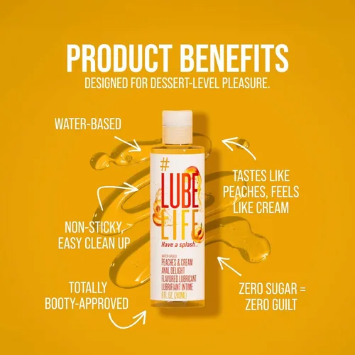 Vista 5 de LubeLife - Lubricante personal a base de agua con sabor a melocotón y crema de Anal Delight, lubricante seguro para juguetes para hombres, mujeres