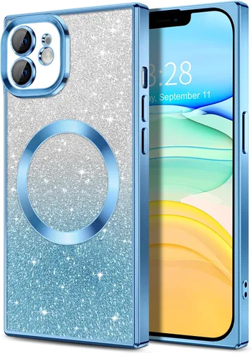 Vista 125 de Hython Funda para iPhone 13 Pro transparente con purpurina magnética [compatible con MagSafe] Protector completo de lente de cámara delgado