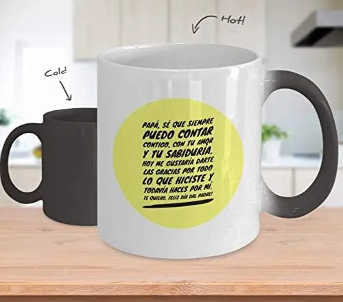 Vista 2 de Regalo para Papa Taza de Cafe padre Vaso, taza café divertidas, tazas personalizadas, taza de café inspiradoras, taza con mensajes positivos.