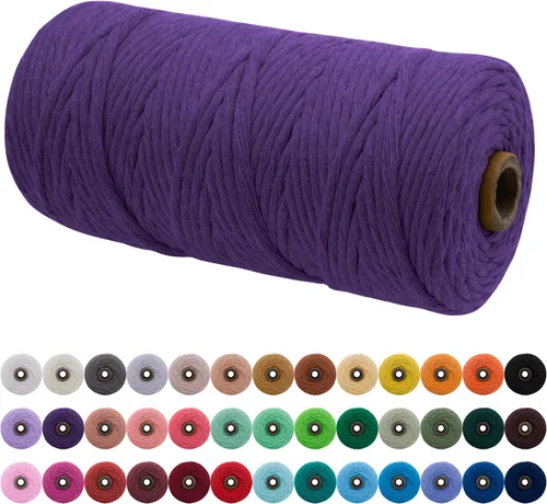 Vista 60 de JeogYong Cordón de macramé de un solo hilo 3 mm x 109 yardas (328 pies) Cuerda de algodón suave Hilo de macramé de 3 mm, suministros de macramé