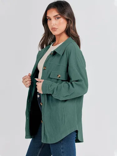 Vista 4 de ANRABESS Chaqueta de pana para mujer, de gran tamaño, manga larga, con botones, para otoño 2023