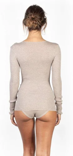 Vista 4 de EGI Camiseta de manga larga con cuello en V de lana de lujo. Fabricada con orgullo en Italia.