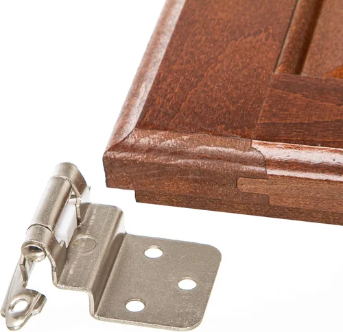 Vista 7 de DecoBasics - Bisagras de gabinete de níquel cepillado satinado de 3/8" (1 par - 2 piezas) - Bisagras de gabinete con cierre automático empotradas