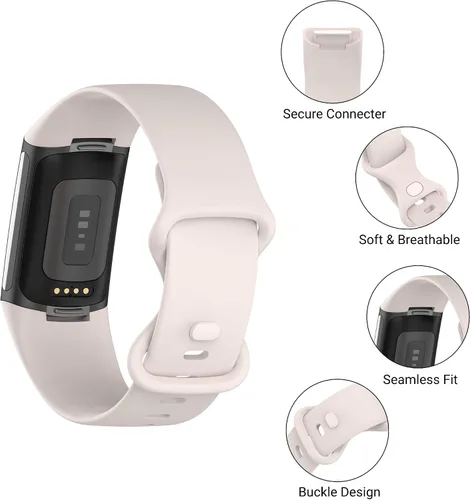 Vista 2 de Watch Bands Compatible with Fitbit Charge 5 Women&Men,Adjustable Wristband Replacement Waterproof Silicone Bands Smartwatch Strap for Fitbit Charge