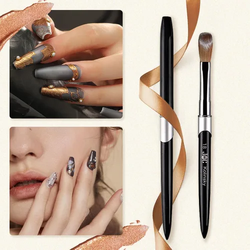 Vista 7 de 100% cerdas de pelo Kolinsky, cepillo de uñas acrílicas para polvo acrílico, uñas talladas y extensibles, cepillo de arte de uñas, mango de metal