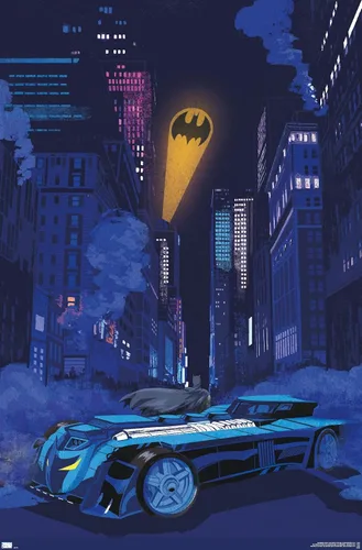 Vista 9 de Trends International DC Comics Batman - Póster de pared con señal de murciélago en el horizonte, 22.4 pulgadas de largo x 14.7 W, versión enmarcada
