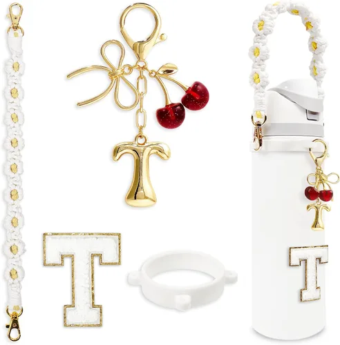 Vista 126 de Letter Handle Strap Accessories with Cute Initial Charm Compatible with Owala Water Bottle 24oz 32oz 40oz Owala Kids