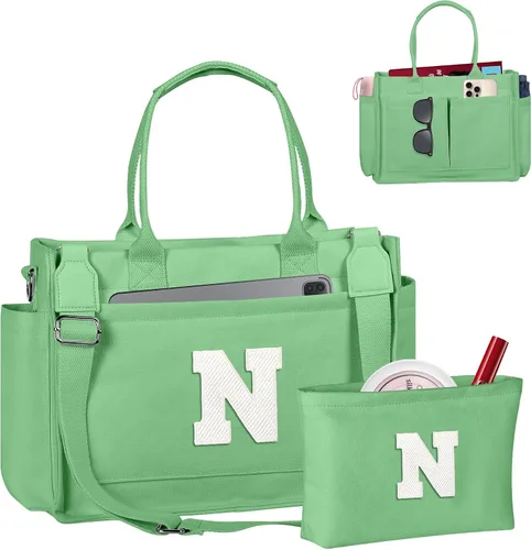 Vista 156 de Easter Basket Stuffers, Initial Tote Bag with Makeup Bag, Birthday Gifts for Women, Teen Girl Gifts Trendy Stuff