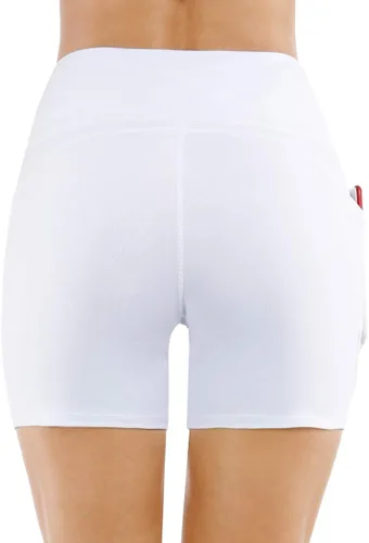 Vista 5 de THE GYM PEOPLE - Pantalones cortos de yoga para mujer, con cintura alta, control de abdomen y bolsillos profundos, para gimnasia, entrenamiento