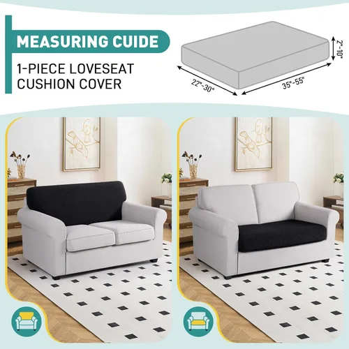 Vista 3 de Ruaozz Fundas de Cojines de Sofá para Sofá Seccional Fundas de Cojines de Asiento Elásticas Fundas de Sofá Lavables para Muebles Suaves