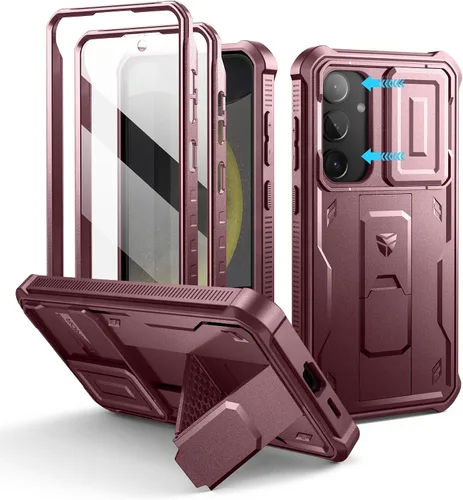 Vista 22 de Dexnor Funda para Samsung Galaxy S24 con Cubierta Deslizante Integrada para Cámara y Protector de Pantalla y Soporte, Funda Resistente a los Golpes