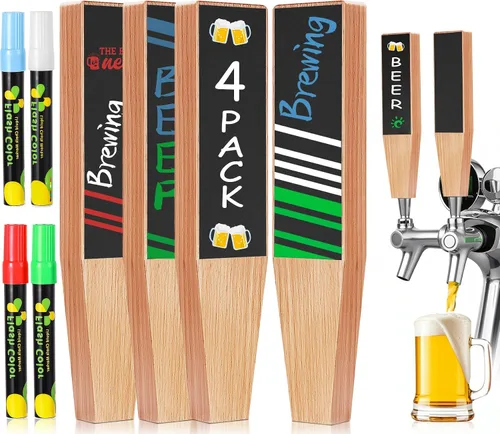 Vista 11 de Mango de barril de cerveza de madera, mango de barril de 3/8 "-16 UNC rosca, mango de barril de haya para grifo de cerveza Kegerator con 3 bolígrafos