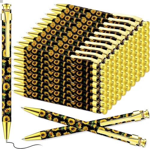 Vista 8 de Yexiya 1 Pieces Sunflower Pens Ballpoint Click Ball Pens Reusable Retractable Journaling Sunflower Party Favors Black Ink Medium Point 1.0 mm Gift