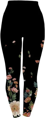 Vista 3 de TXGMNA Leggings de yoga para mujer, pantalones con estampado floral, cintura alta, compresión, entrenamiento, correr, gimnasio, pantalones