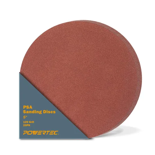 Vista 9 de POWERTEC 20 discos de lijado PSA de 5 pulgadas, grano 60, papel de lija autoadhesivo de 5 pulgadas para paneles de yeso, carpintería, pintura, epoxi