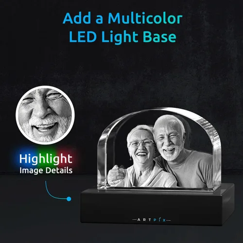 Vista 2 de ArtPix 3D Lápida de fotos de cristal, regalos conmemorativos personalizados para la pérdida de mamá, papá, abuela, abuelo, esposa, mascota, gato