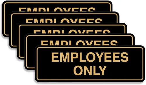 Vista 57 de Letrero estándar de solo empleados - Negro - Pequeño (1 paquete)