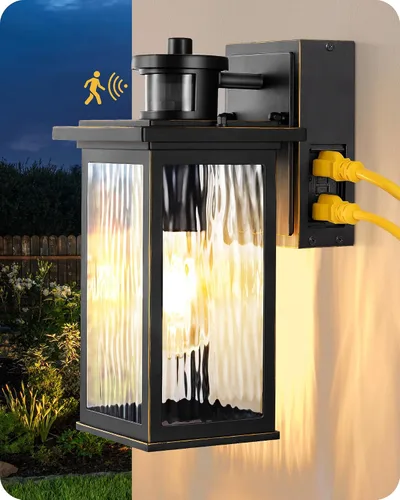 Vista 8 de EDISHINE Motion Sensor Dusk to Dawn Outdoor Wall Lights with GFCI Outlet
